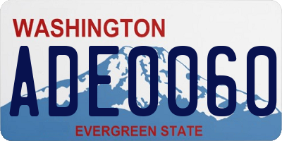 WA license plate ADE0060
