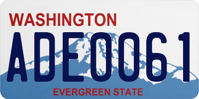 WA license plate ADE0061