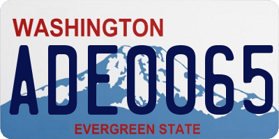 WA license plate ADE0065