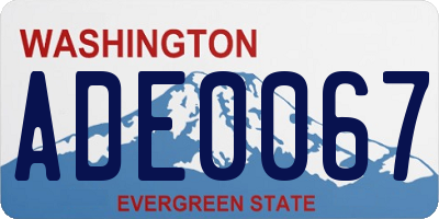 WA license plate ADE0067
