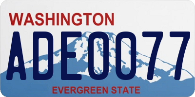 WA license plate ADE0077