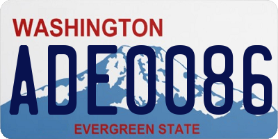 WA license plate ADE0086