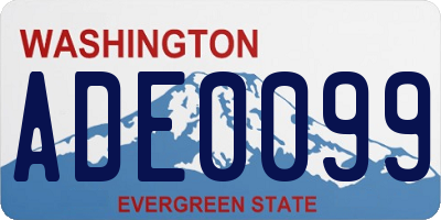 WA license plate ADE0099