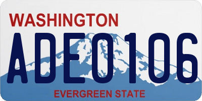 WA license plate ADE0106