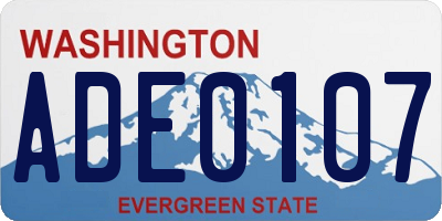 WA license plate ADE0107