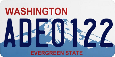 WA license plate ADE0122