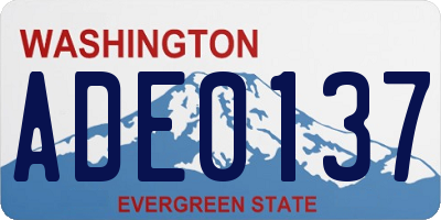 WA license plate ADE0137