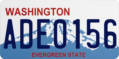 WA license plate ADE0156