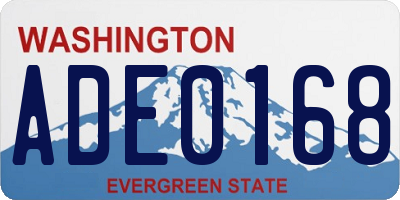 WA license plate ADE0168