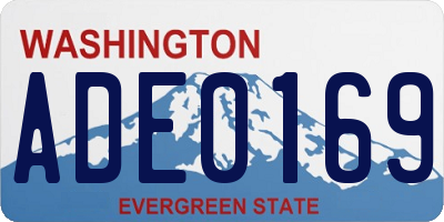 WA license plate ADE0169