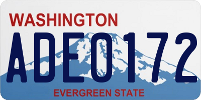 WA license plate ADE0172