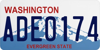 WA license plate ADE0174