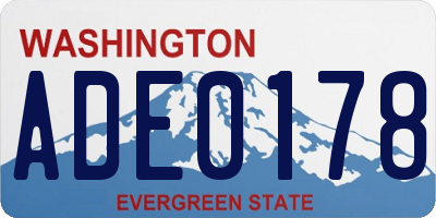 WA license plate ADE0178