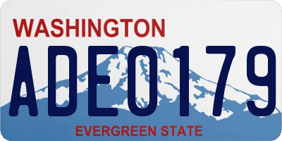 WA license plate ADE0179