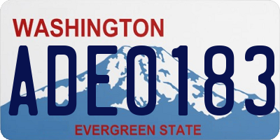 WA license plate ADE0183