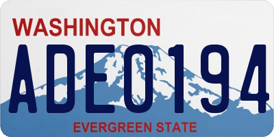 WA license plate ADE0194