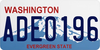 WA license plate ADE0196