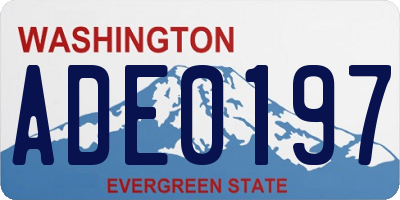 WA license plate ADE0197