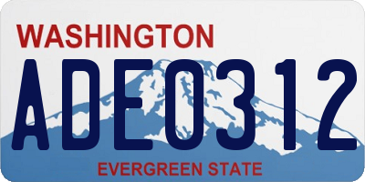 WA license plate ADE0312