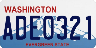WA license plate ADE0321