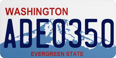 WA license plate ADE0350