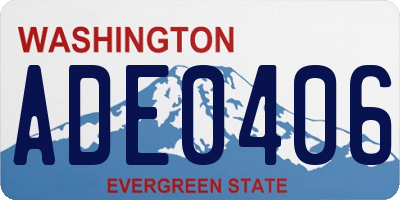 WA license plate ADE0406