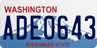 WA license plate ADE0643