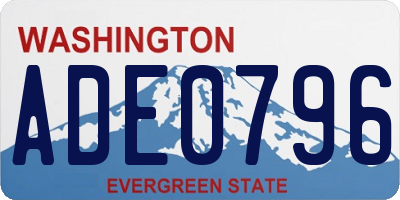 WA license plate ADE0796