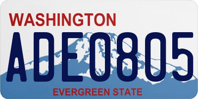 WA license plate ADE0805