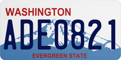 WA license plate ADE0821