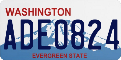 WA license plate ADE0824