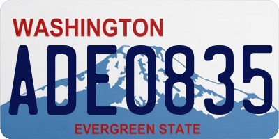 WA license plate ADE0835