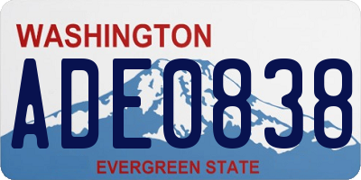 WA license plate ADE0838