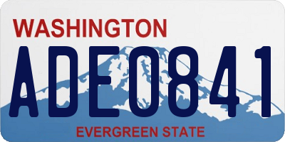 WA license plate ADE0841