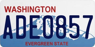 WA license plate ADE0857