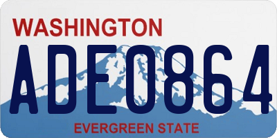WA license plate ADE0864