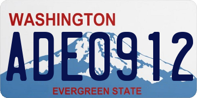 WA license plate ADE0912