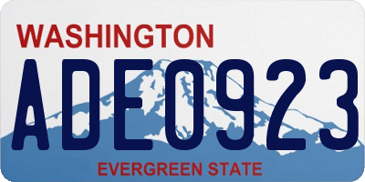WA license plate ADE0923
