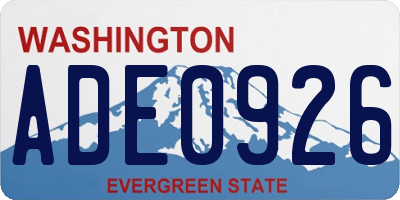 WA license plate ADE0926