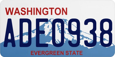 WA license plate ADE0938