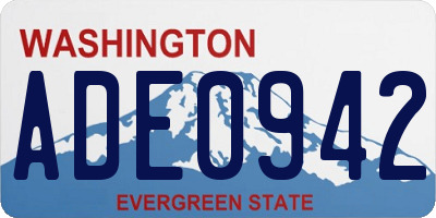 WA license plate ADE0942