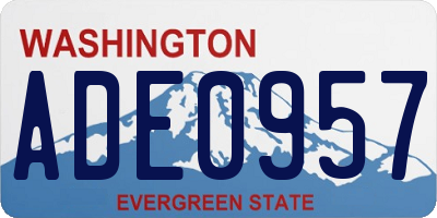 WA license plate ADE0957