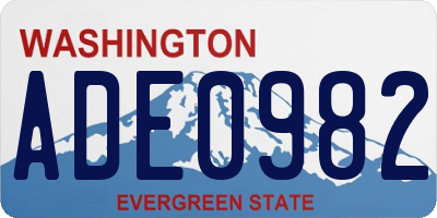 WA license plate ADE0982