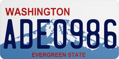 WA license plate ADE0986