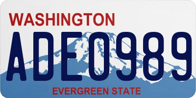 WA license plate ADE0989