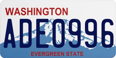 WA license plate ADE0996