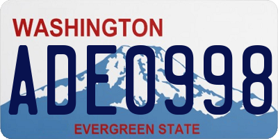 WA license plate ADE0998