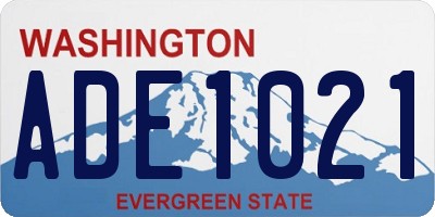 WA license plate ADE1021