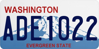 WA license plate ADE1022