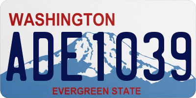 WA license plate ADE1039